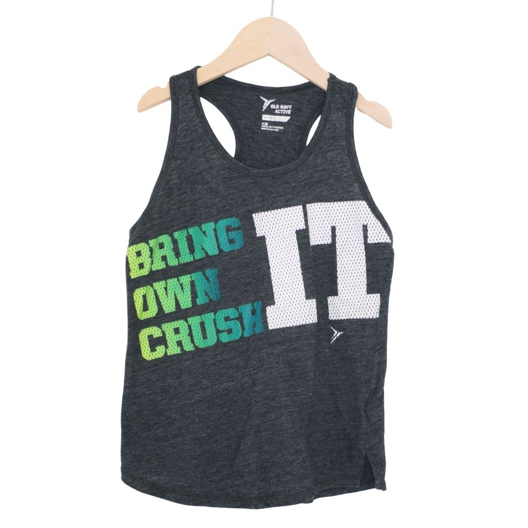 Camiseta deportiva sin mangas gris Old Navy para niña, talla 8