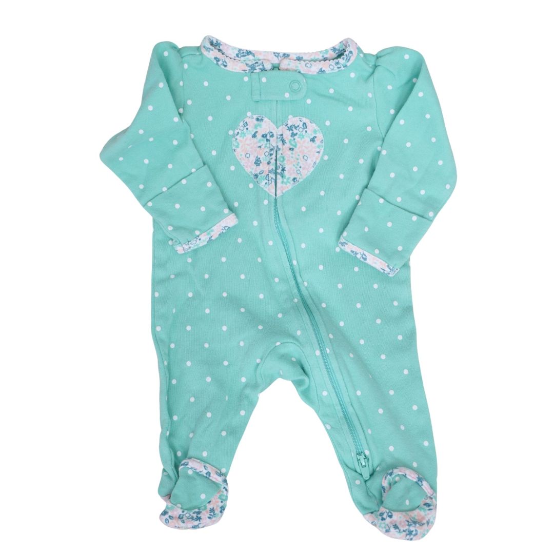 Just One You - Blue Floral Heart Footed Pajama, Newborn