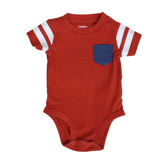 Baby Red Carter's Onsie with Front Pocket, 6 m