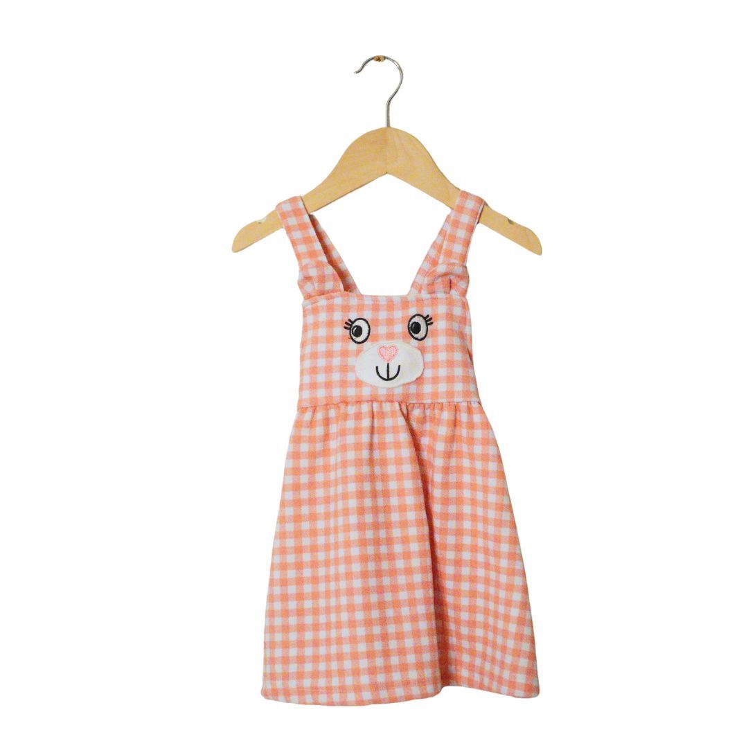 Pink Rose Plaid Girl's Jumper Dress - 3T