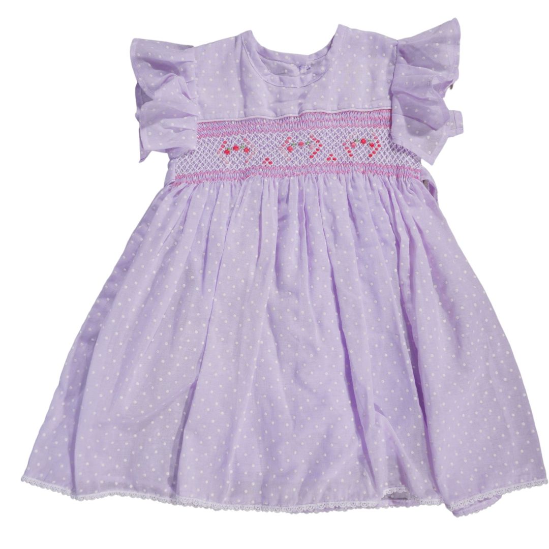 Vestido morado bordado para niña