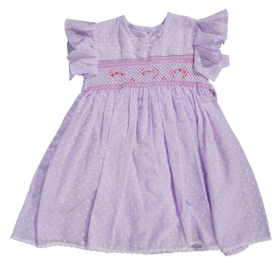 Vestido morado bordado para niña