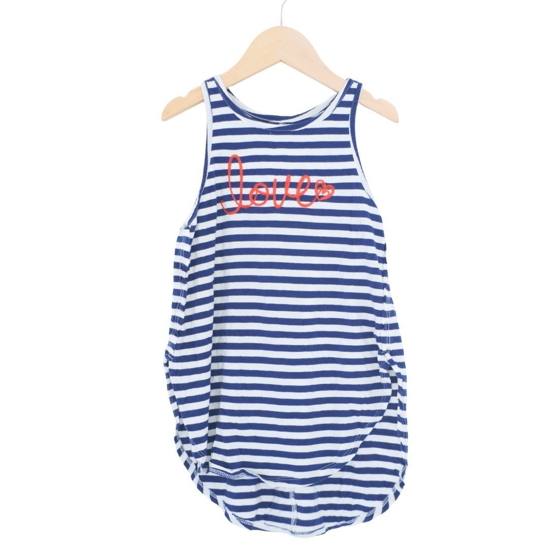 Blue Old Navy Stripe Love Girl's Tank Top, 8