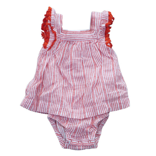 Baby Red and White Cat & Jack Tassel Trim Striped Romper, 6-9 m