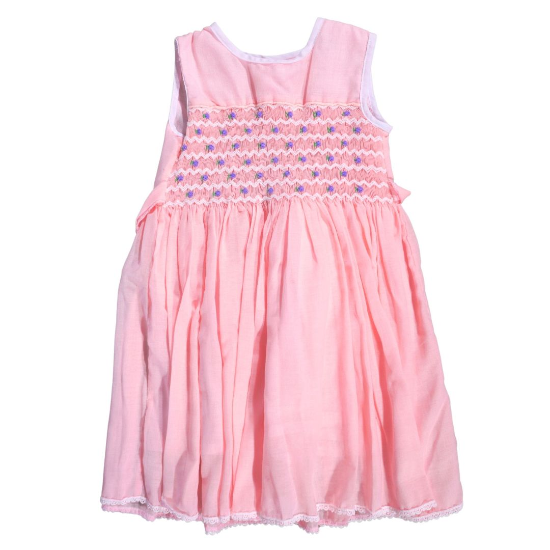 Vestido rosa bordado para niña, 6 años