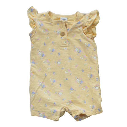 Baby Yellow Modern Moments Flower Romper, 6-9 m