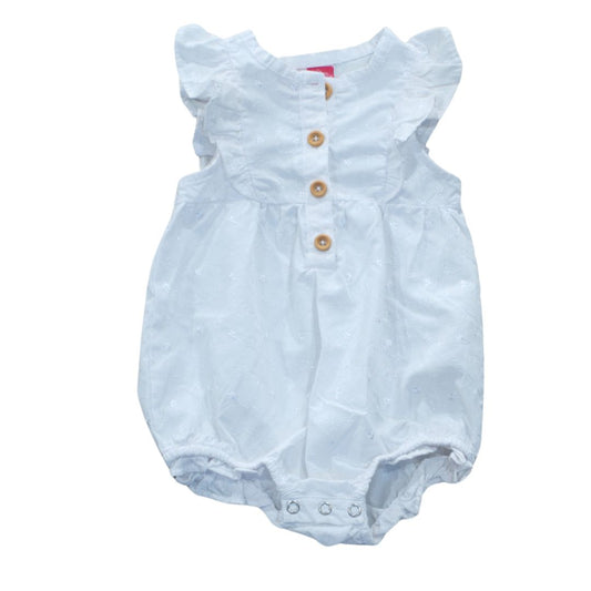 Baby White Penelope Mack Embroidery Romper, 6-9 m