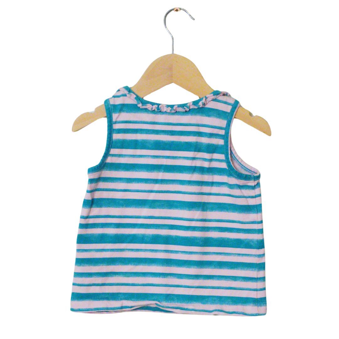 Camiseta sin mangas de rayas Faded Glory rosa para niña, 3T