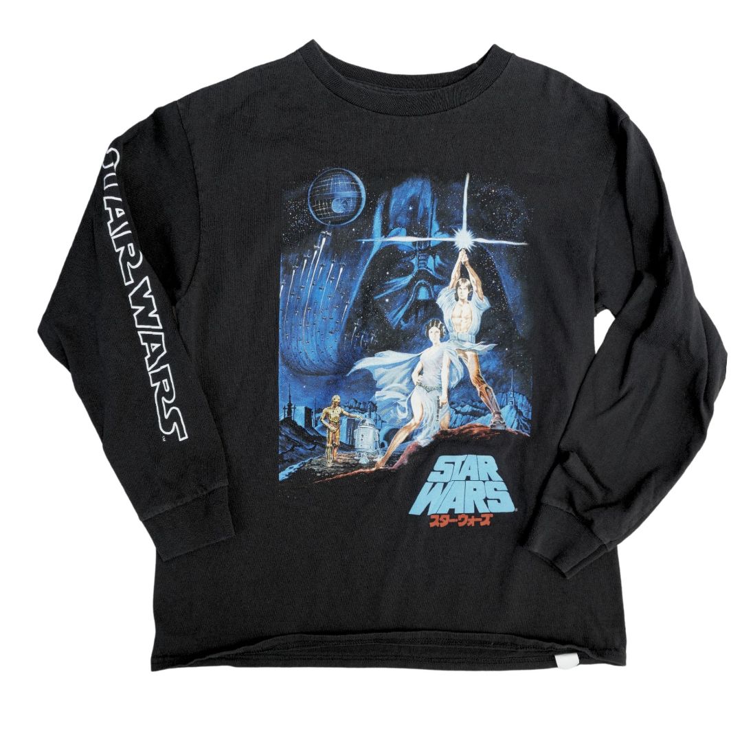 Kid's Black Star Wars Long Sleeve Shirt, Medium