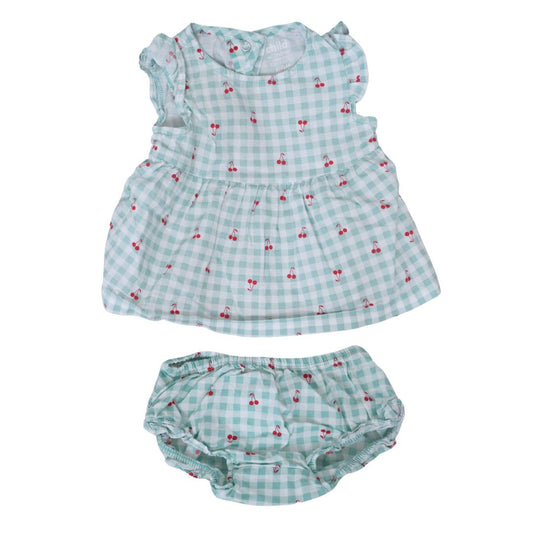 Child of Mine - Green Cherry Checkered Dress, 6-9 m