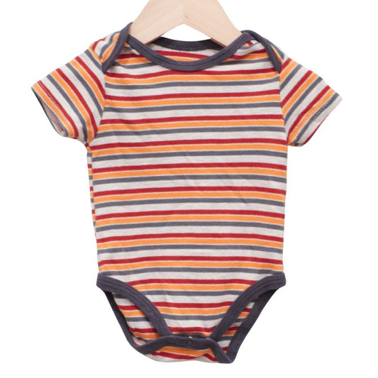 Rene Rofe Red, Orange, and Gray Striped Bodysuit