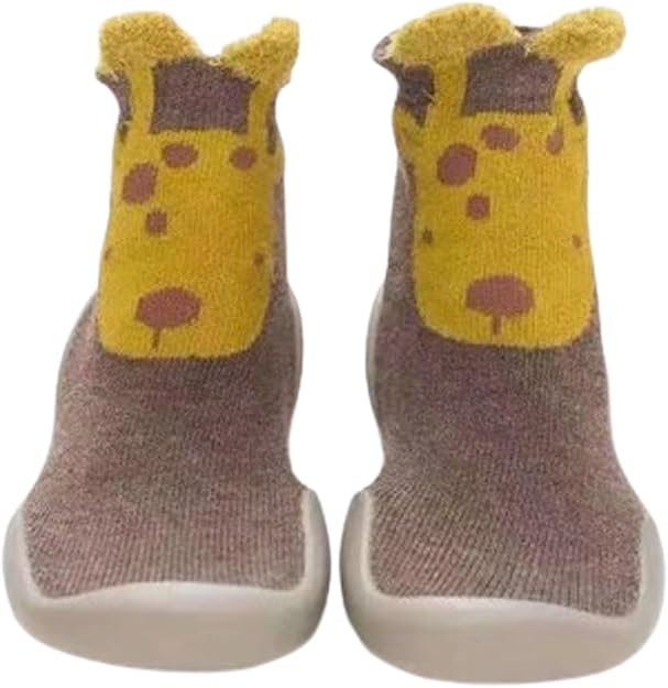 Giraffe Toddler Cotton Sock Shoes with Rubber Sole - New, 6-12 m