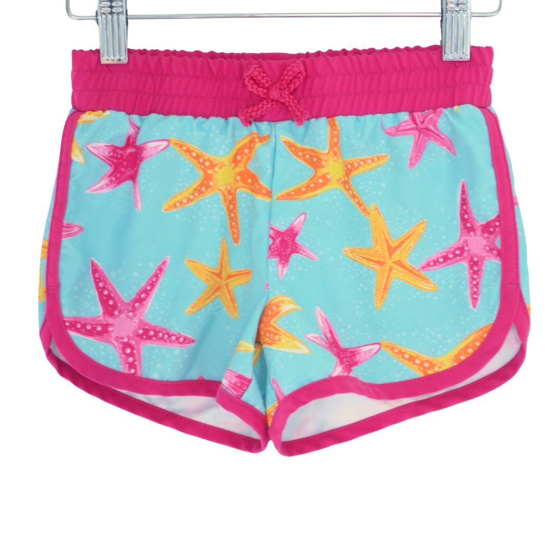 Nautica - Bañador con estampado de estrellas de mar en color rosa y rashguard, 5