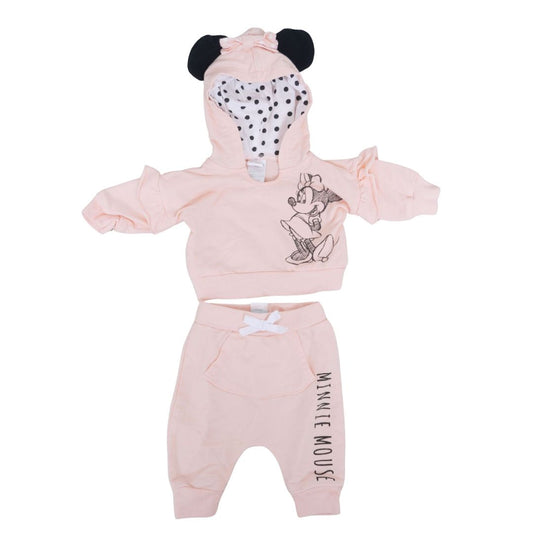 Sudadera con capucha y pantalón de chándal con bolsillo tipo canguro de Minnie Mouse en color rosa de Disney, para recién nacido