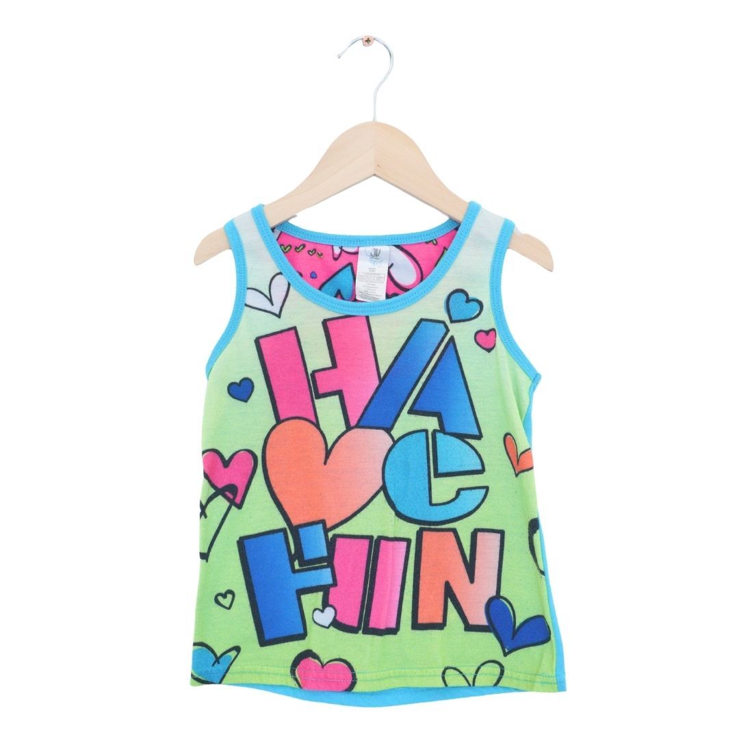 Blue JV Apparel Girl's Graphic Tank Top, 6