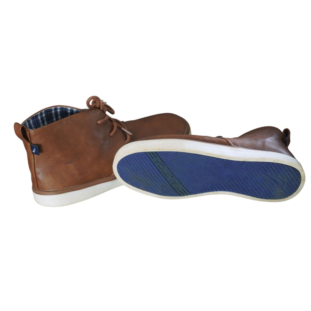 Zapatos cómodos con cordones y cordones de cuero marrón Nautica para niños, 2