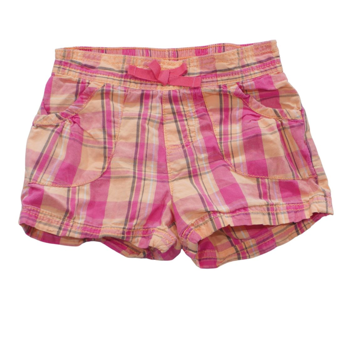 Pantalones cortos a cuadros con frijoles saltarines de color rosa para niños pequeños, 3T