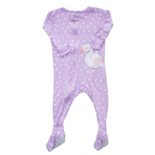 Purple Simple Joys Polka-dot Swan Footed Pajama, 12 m