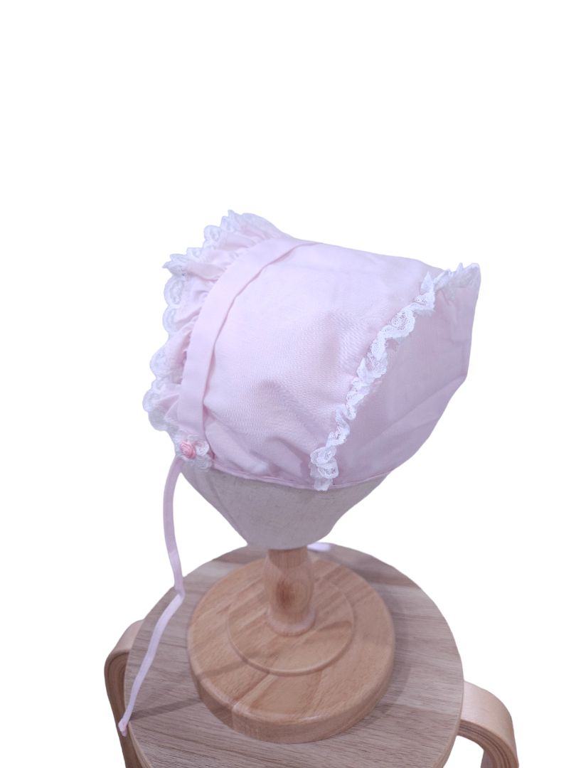 Pink Vintage Lacy Bonnet, 3-6 m