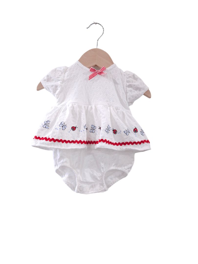 Carter's - Vestido vintage blanco con mariposas y mariquitas, 3-6 meses