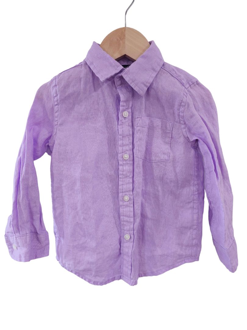 Janie and Jack - Camisa de vestir abotonada de manga larga color violeta, 2T