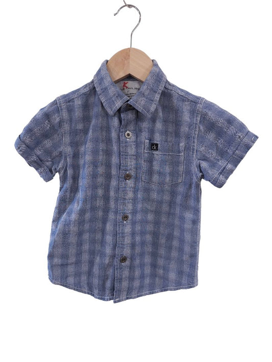 Calvin Klein - Blue Short Sleeve Button Up Shirt, 3T