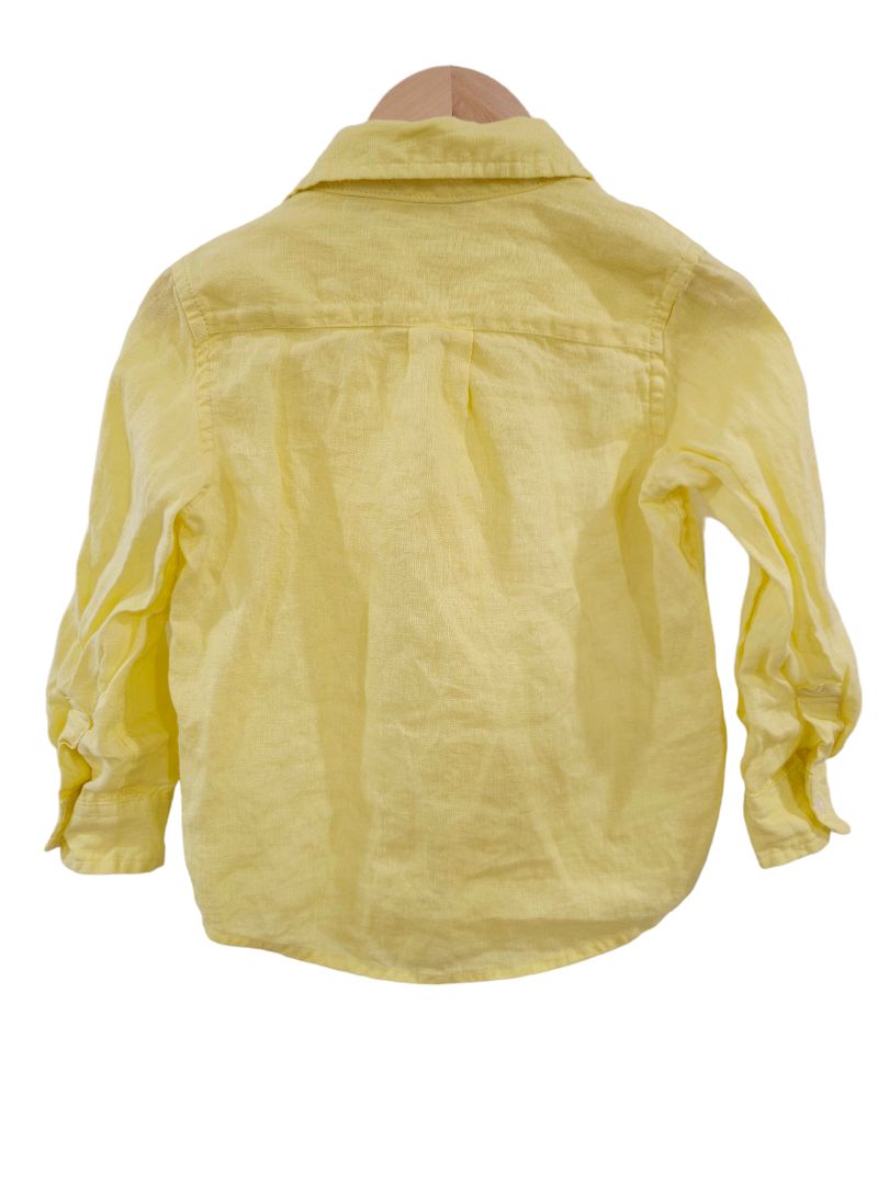 Janie and Jack - Yellow Button Up Dress Linen Shirt, 2T