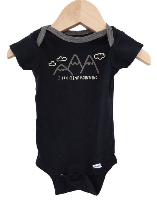 Gerber - Black "I can climb mountains" Bodysuit, 3-6 m