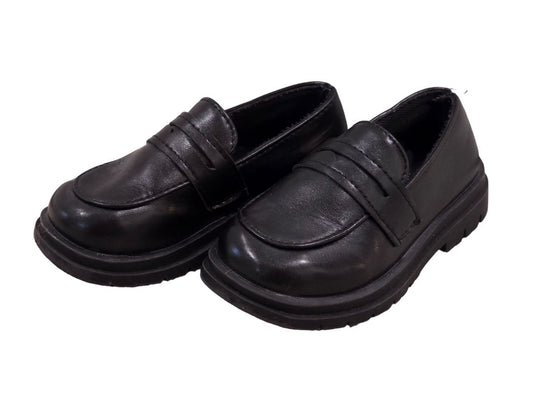 Mocasines planos unisex negros para niños pequeños, 10