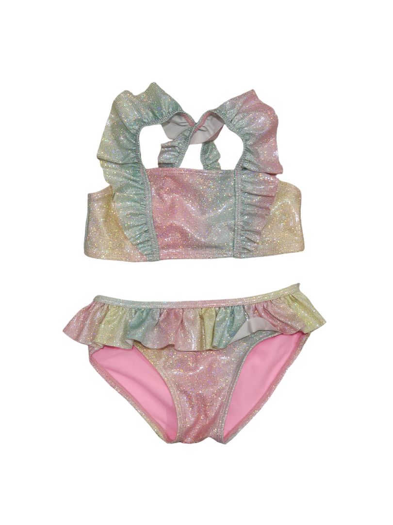 H&M - Pink Two Piece Mermaid Ruffle Swimsuit, 4T