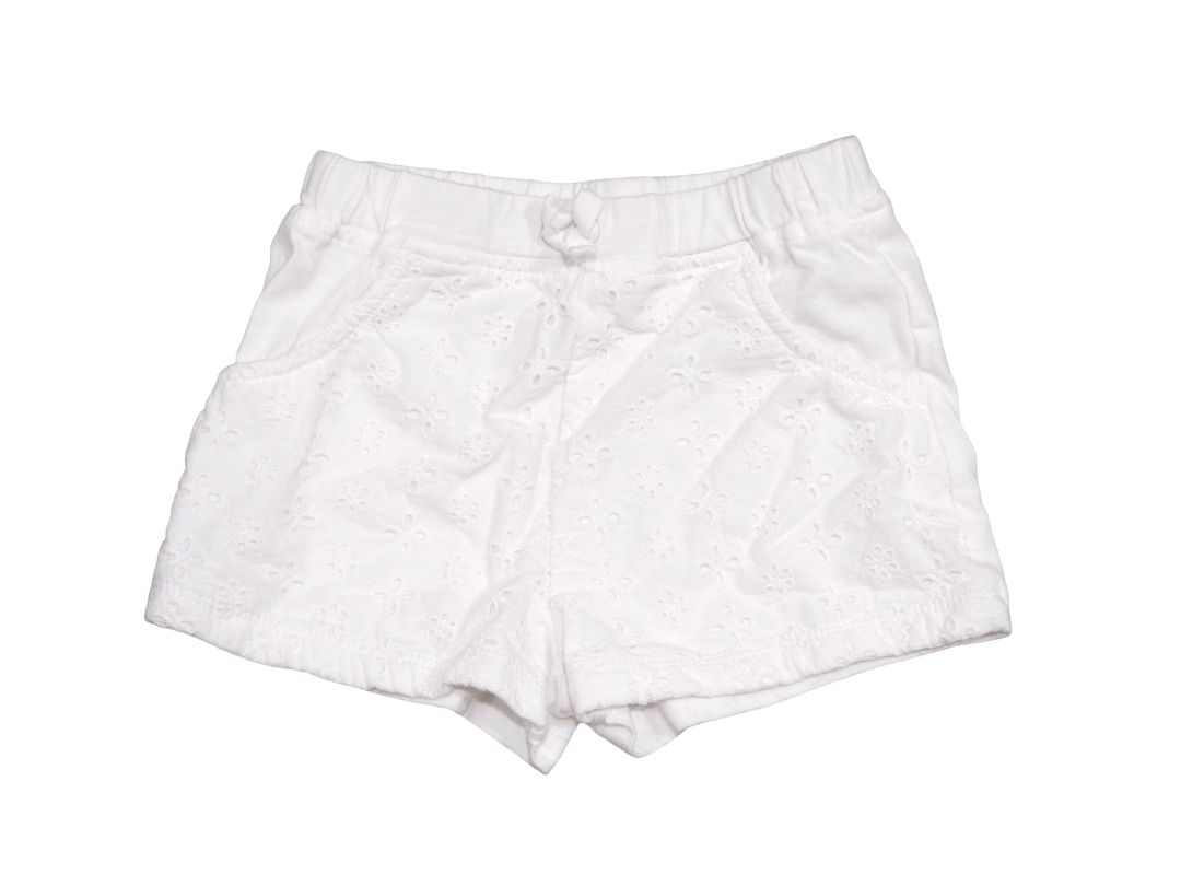 Girls First Impressions - White Eyelet Cotton Shorts, 2T