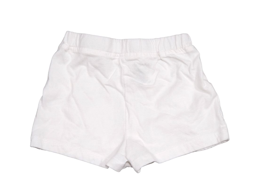 Primeras impresiones para niñas: pantalones cortos de algodón con ojales blancos, 2T