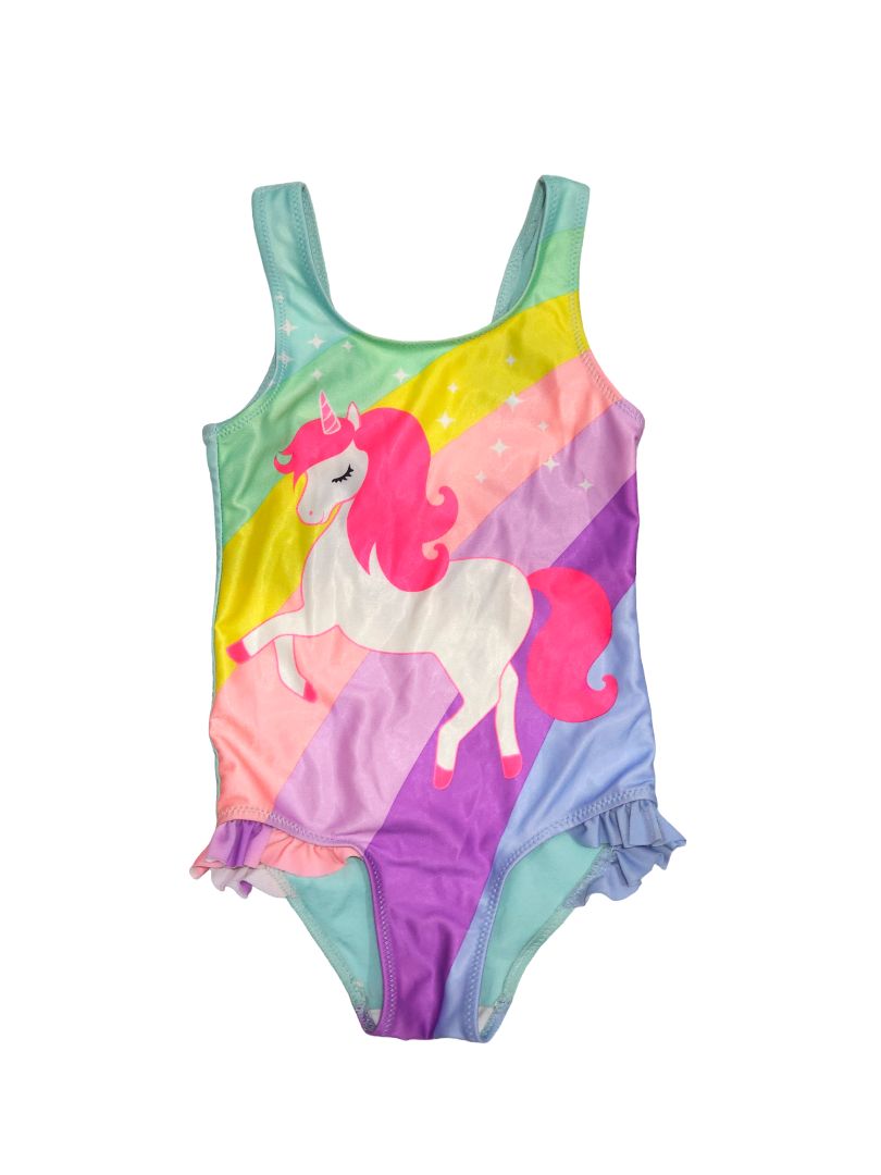 Traje de baño de una pieza con unicornio azul para niñas de H&amp;M, 4T