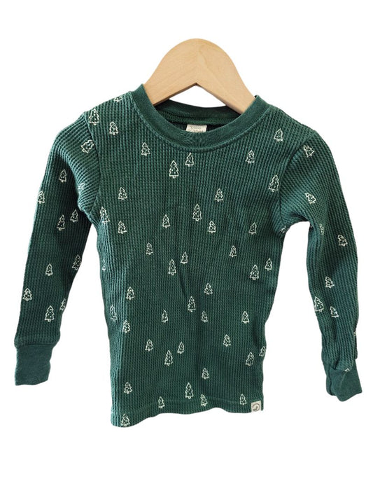 Little Planet Organic - Green Christmas Tree Waffle Knit Pajamas, 24 m