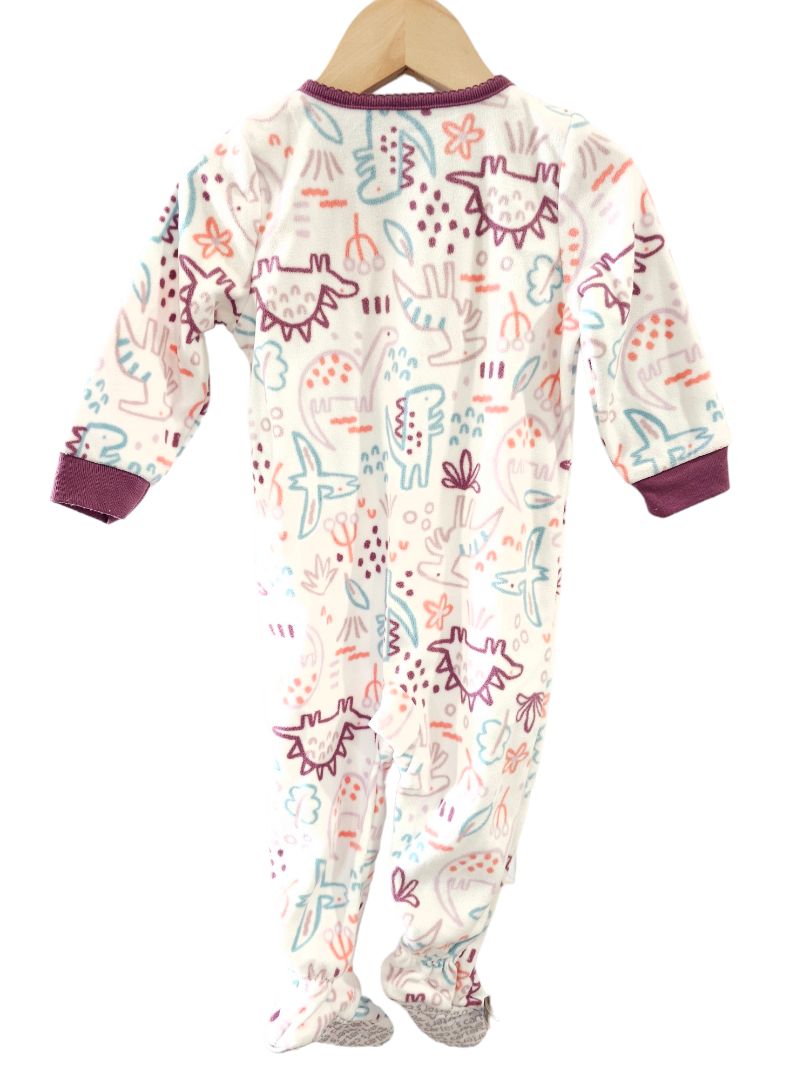 Carter's - White and Purple Cute Dinosaurs Fleece Footed Pajamas, 18 m