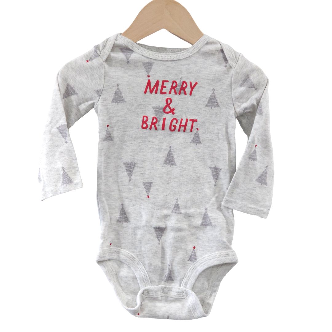 Carter's - Gray 2 Piece Christmas Long Sleeve Bodysuit and Pants, 12 m