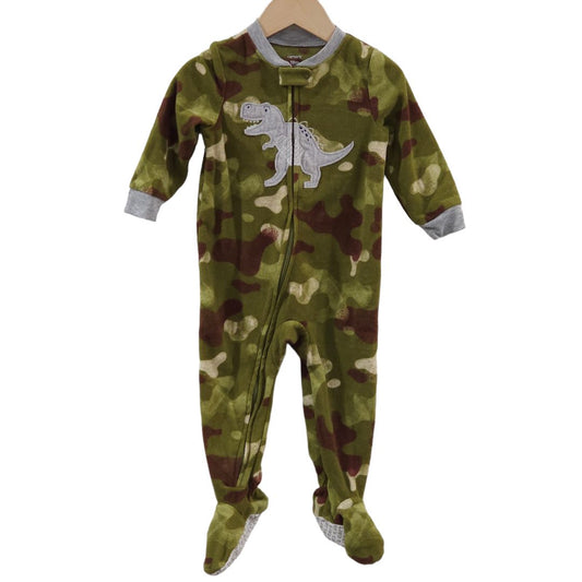 Carter's - Pijama con estampado de dinosaurio y camuflaje verde polar, 18 m