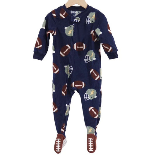 Carter's - Blue Fleece Football Footie Pajama, 18 m