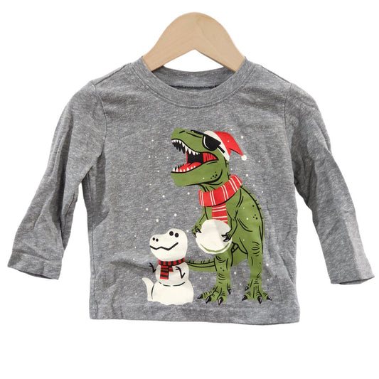 Jumping Beans - Gray Long Sleeve Christmas T-Rex, 12 m