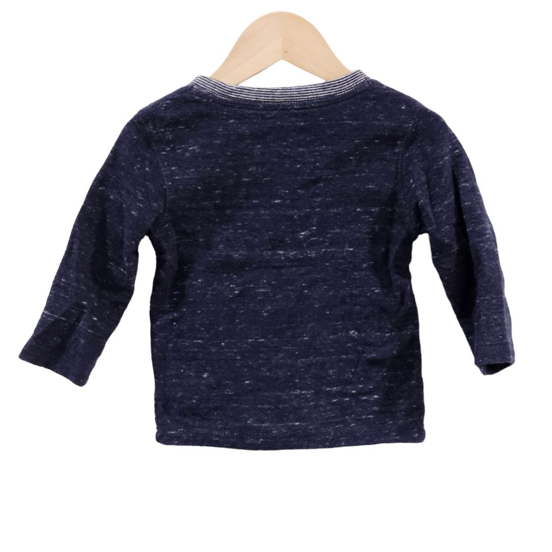 Cat & Jack - Blue Boys Long Sleeve Henley Knit Shirt, 12 m