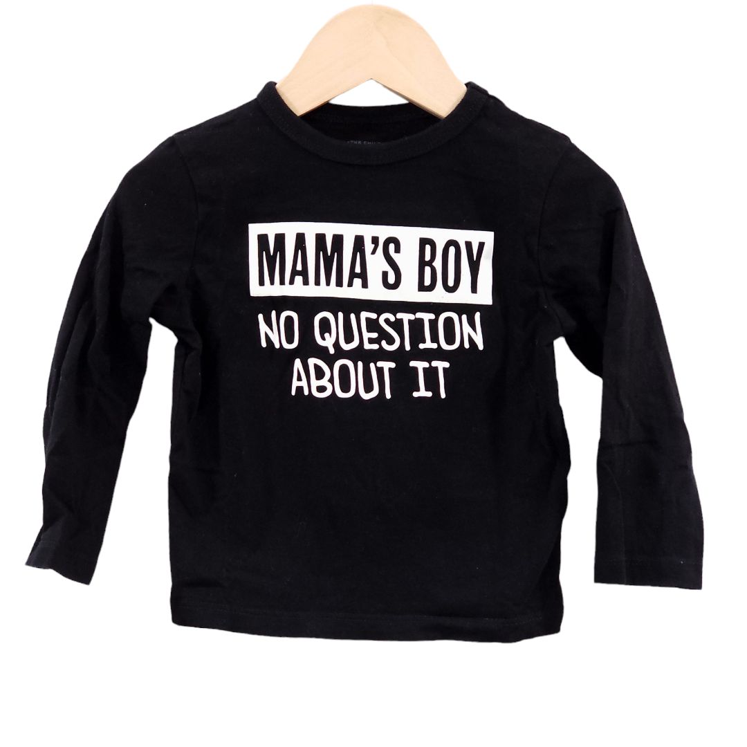 The Children's Place - Camiseta de manga larga negra "Mama's Boy", 12-18 m