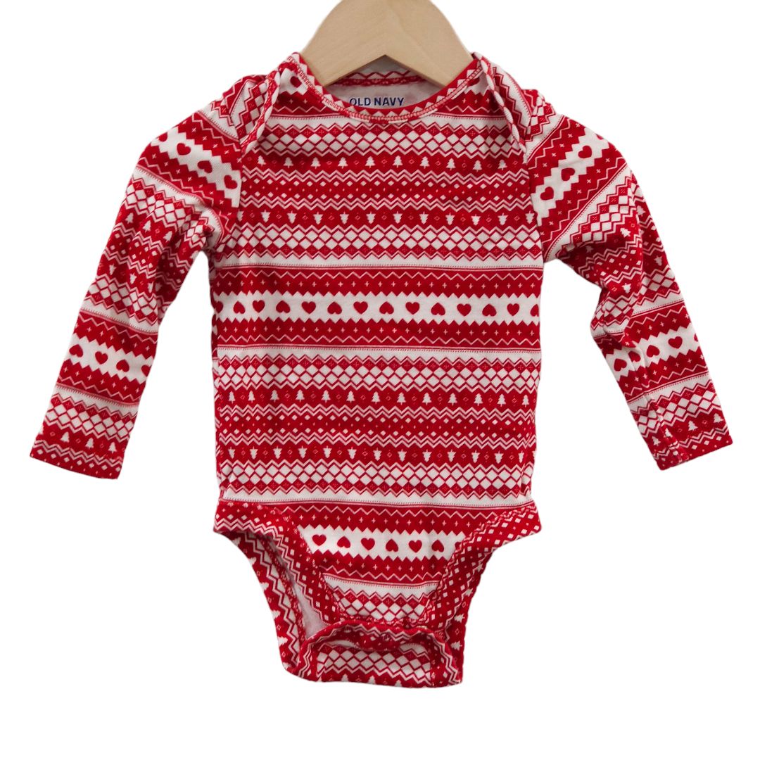 Old Navy - Christmas pattern Long Sleeve onesie,  12 - 18 m