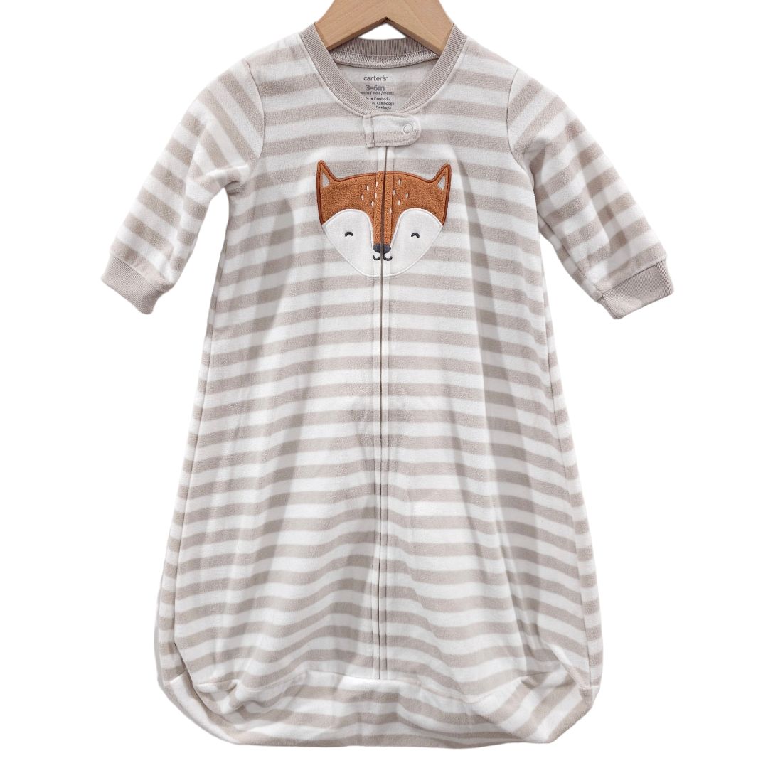 Carter's - Beige Striped Fox Sleeping Gown, 3-6 m