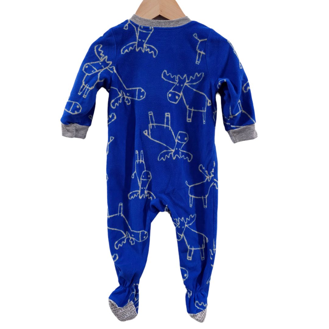 Carter's - Blue Warm Moose Footed Pajama, 12 m