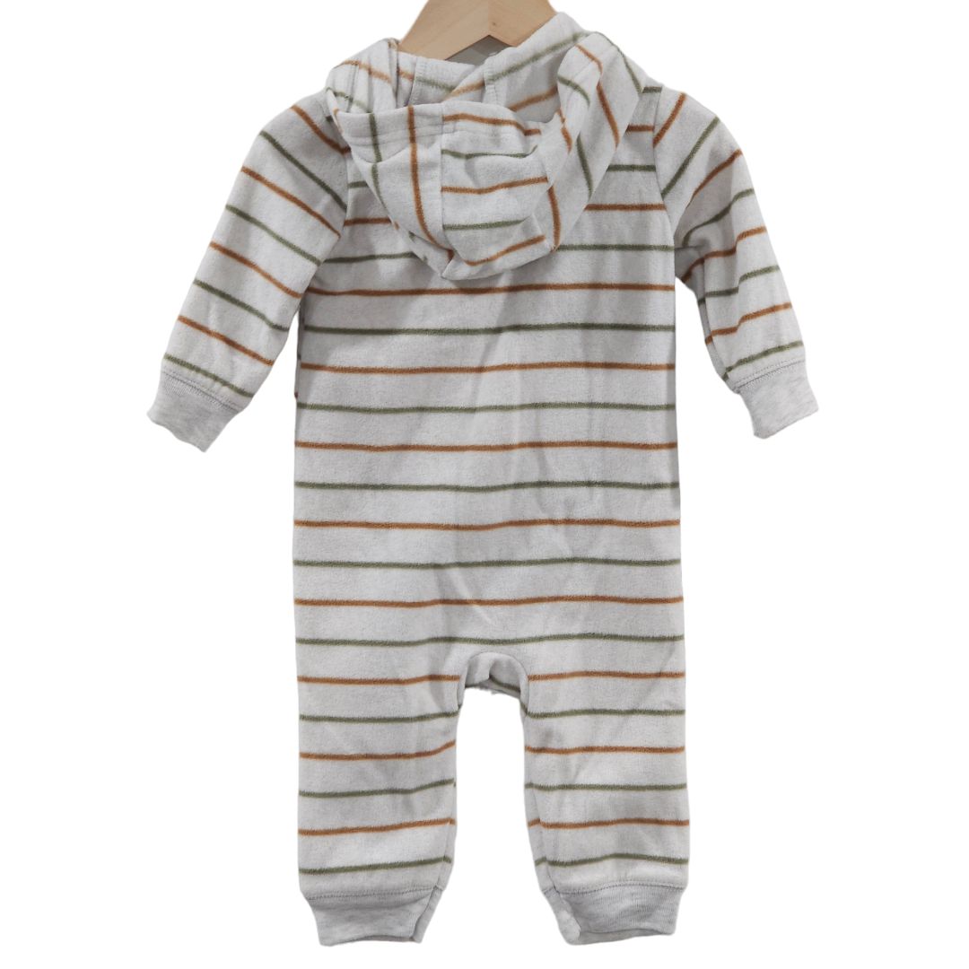 Carter's - Gray Boys Striped Warn Romper, 9 m