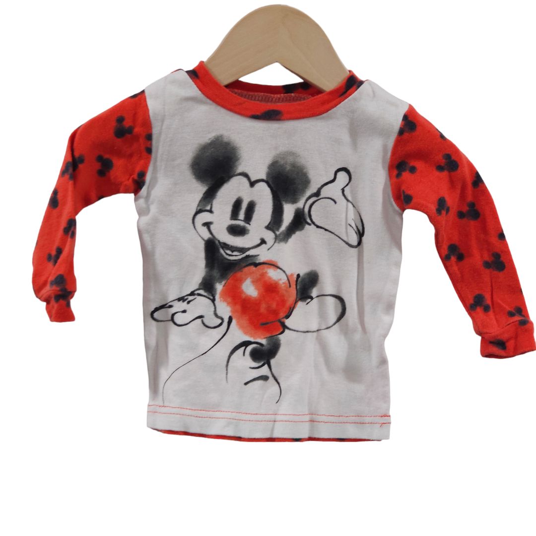 Disney Junior - Pijama rojo de 2 piezas de Mickey Mouse, 12 m