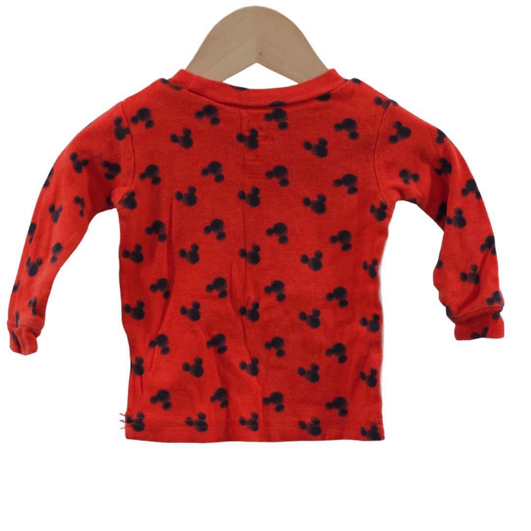 Disney Junior - Pijama rojo de 2 piezas de Mickey Mouse, 12 m