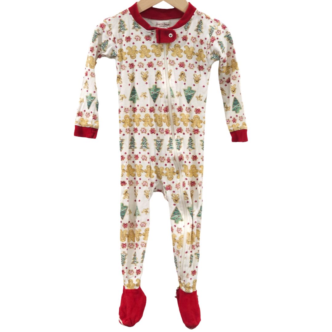 Burt's Bees - White Gingerbread Cookies Footed Pajama, 18 m