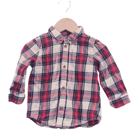 H&M - Red Plaid Button-down Shirt, 9 m