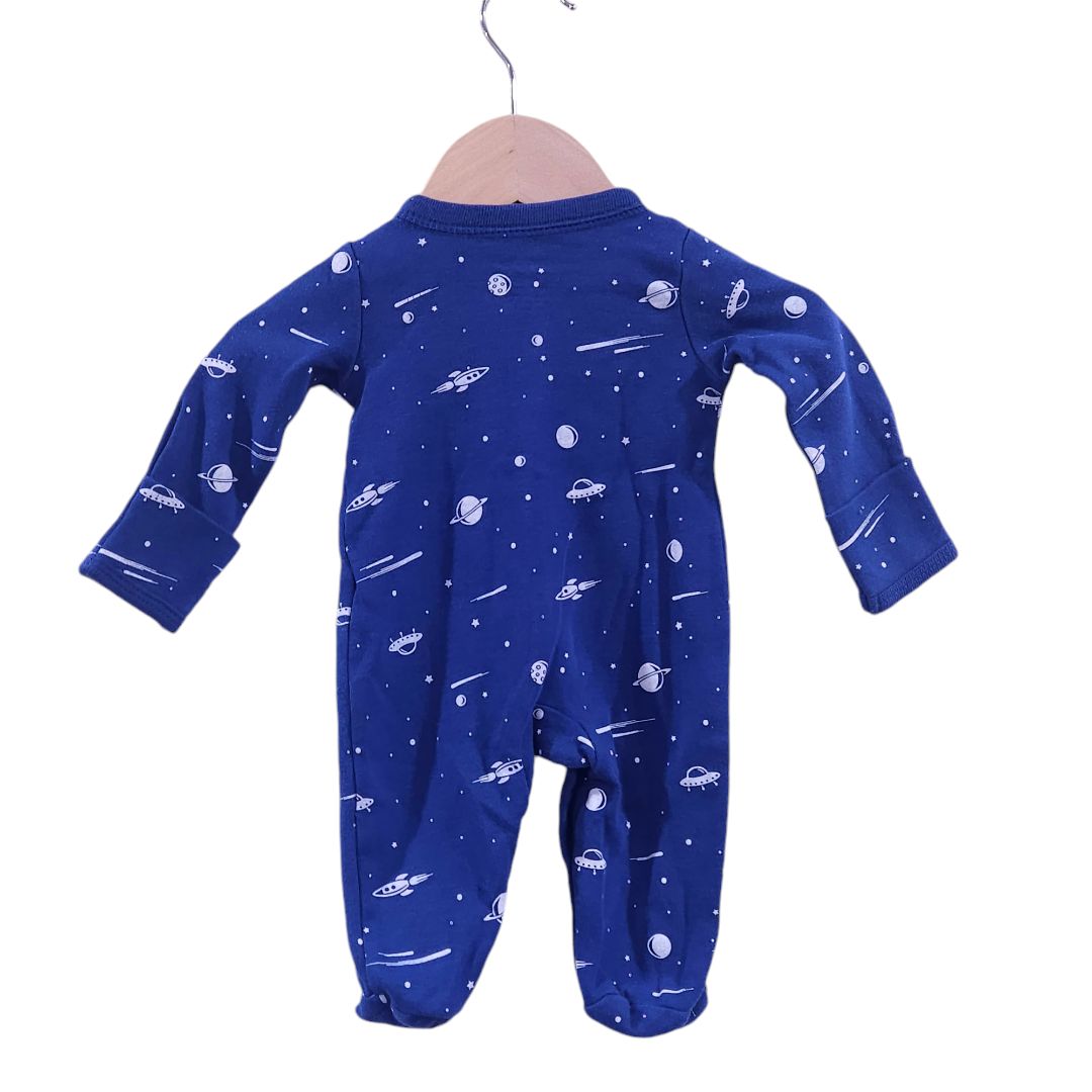 Carter's - Blue "Beyond Awesome" Space Footed Pajama, Boy, Newborn